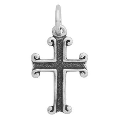Sterling Silver Oxidized Finial Cross Charm