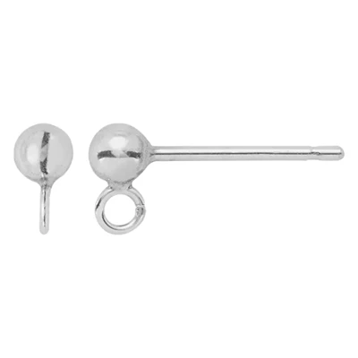 Sterling Silver 3mm Ball Post Earring with Ring
