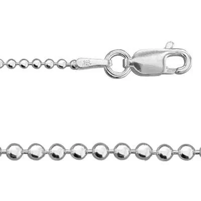 Sterling Silver 20 inch Bead Chain Lobster Clasp