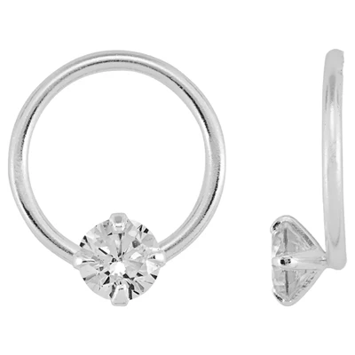 Sterling Silver 10mm Wire Circle Link with CZ