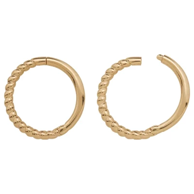 14k Gold 10mm Twist Clicker Huggie Hoops