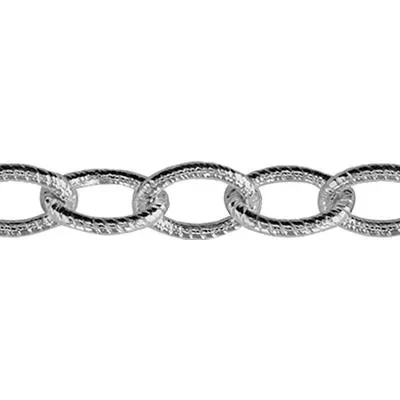 Sterling Silver 4.1mm Textured Cable Chain Footage