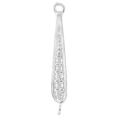 Sterling Silver Pave CZ Teardrop Link