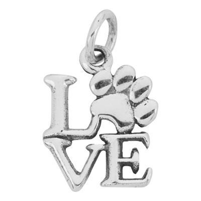 Sterling Silver Love with Pawprint Charm