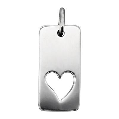 Sterling Silver Rectangle Heart Cutout Charm