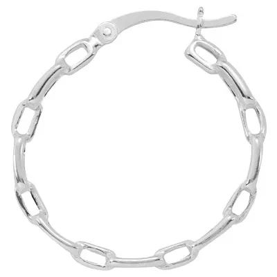 Sterling Silver Hinged Chain Link Hoop Earrings