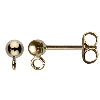 Gold-Filled 3mm Ball on Post Earrings with Ring