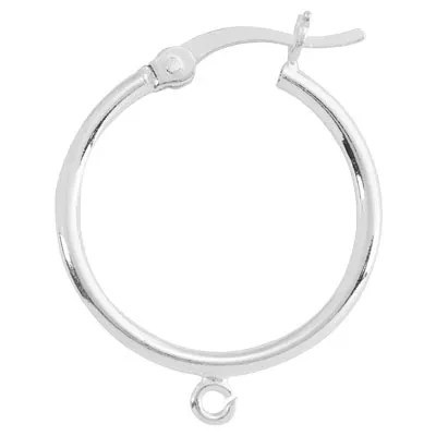 Sterling Silver 18mm Hinged Hoop with Drop Ring