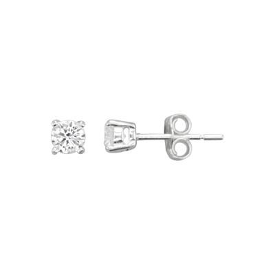 Sterling Silver 4mm Prong Set CZ Post Earring