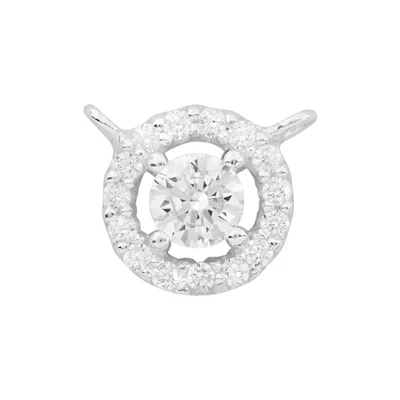 Sterling Silver CZ Halo Pendant Link