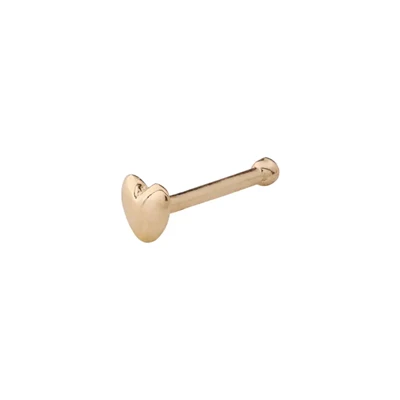 14k Gold 2.5mm Heart Ball End Nose Stud