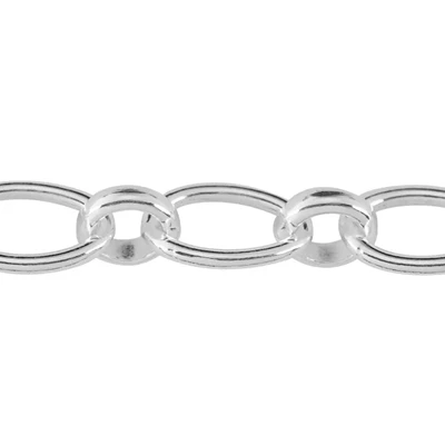 Sterling Silver Heavy Long and Short Oval Chain Footage