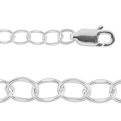 Sterling Silver 7 inch Dapped Cable Chain Bracelet