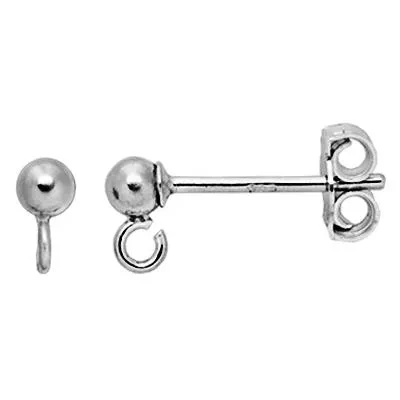 Sterling Silver 3mm Economy Ball on Post with Ring