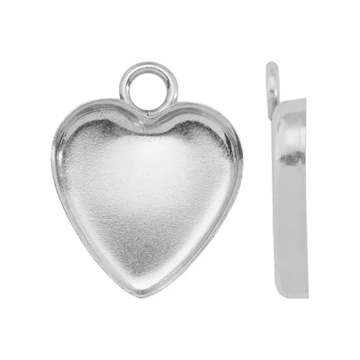 Sterling Silver Small Heart Bezel Pendant Setting