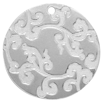 Sterling Silver Floral Pattern Circle Drop