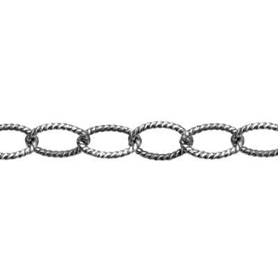 Sterling Silver 2.7mm Oxidized Textured Cable Chain Footage