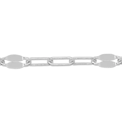 Sterling Silver Small Alternating Sequin Paperclip Chain Footage