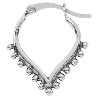 Sterling Silver Bali Style Petal Hinged Hoop Earrings