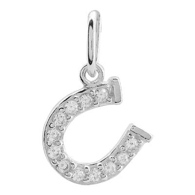 Sterling Silver Pave CZ Horseshoe Charm