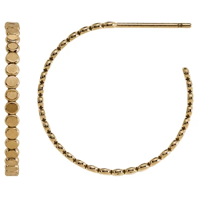Gold-Filled 20mm Beaded Hoop Post Earrings