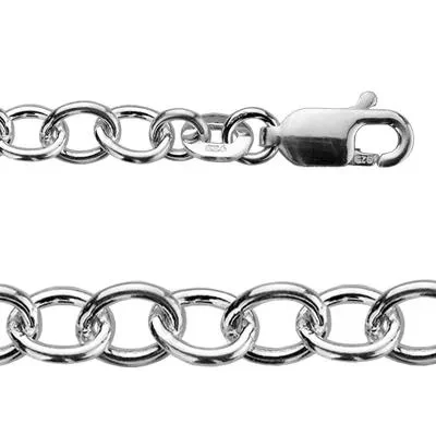 Sterling Silver 7 inch Cable Chain Charm Bracelet