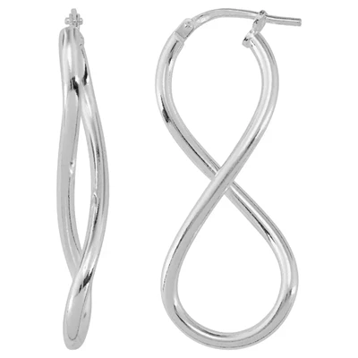 Sterling Silver Infinity Twist Hinged Hoop Earrings