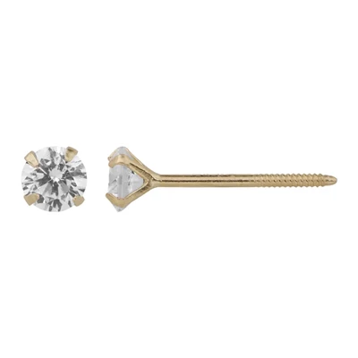 14k Gold 3mm CZ Threaded Post Earrings