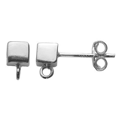 Sterling Silver 4mm Cube Post with Ring