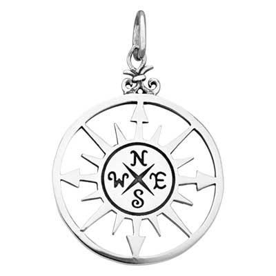 Sterling Silver Compass Rose Pendant