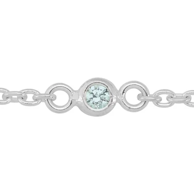Sterling Silver Cable and 2mm Aqua CZ Links Chain Footage