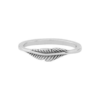Sterling Silver Feather Ring Size 7