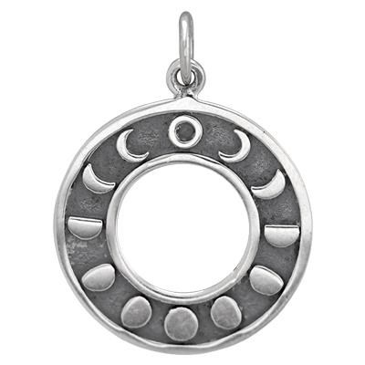 Sterling Silver Moon Phases Washer Charm