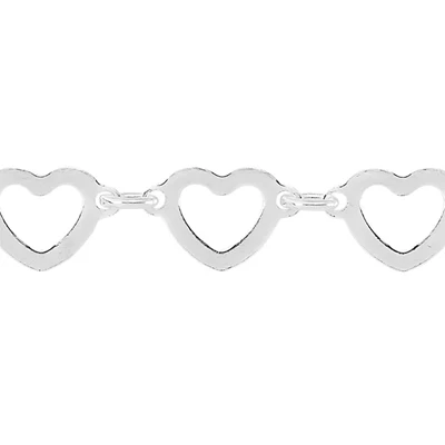 Sterling Silver Flat Horizontal Hearts Chain Footage