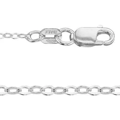 Sterling Silver 20 inch 1.3mm Flat Oval Cable Chain with Lobster Clasp