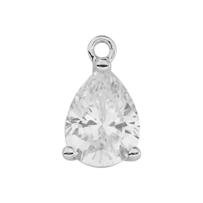 Sterling Silver Prong-Set CZ Teardrop Charm