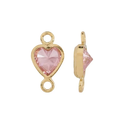 Gold Filled 4mm Rose CZ Heart Link