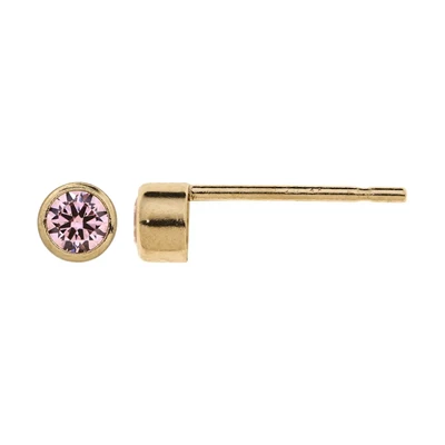 Gold-Filled 3mm Rose CZ Bezel Post Earrings