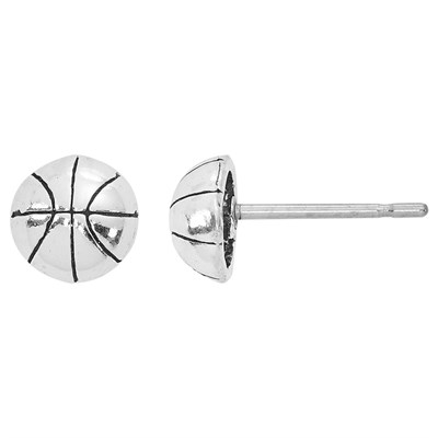 Sterling Silver Tiny Basketball Post Earrings