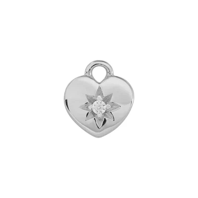 Sterling Silver Star Set CZ Heart Charm