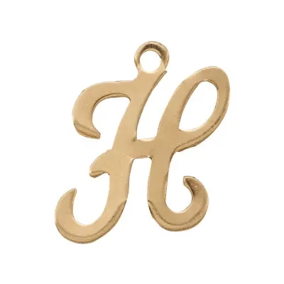 Gold-Filled Script Letter H Initial Charm