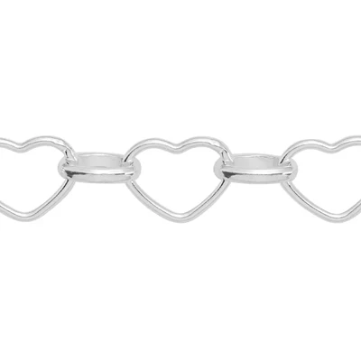 Sterling Silver Long and Short Heart Chain Footage