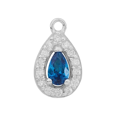 Sterling Silver Blue CZ Teardrop Halo Drop