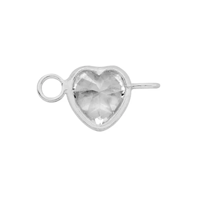 Sterling Silver Bezel CZ Heart Link