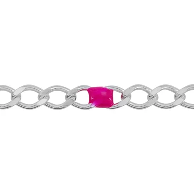 Sterling Silver Pink Enamel Curb Chain Footage