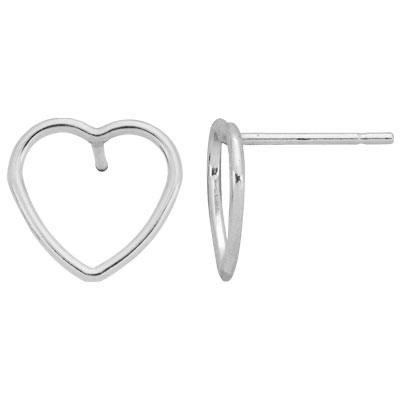 Sterling Silver Wire Heart Post Earring