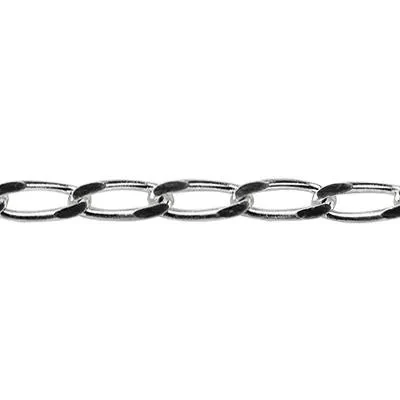 Sterling Silver Diamond Cut Long Open Curb Chain Footage