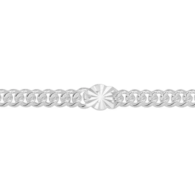 Sterling Silver Medium Saturn Curb Chain with Sunburst Discs Footage
