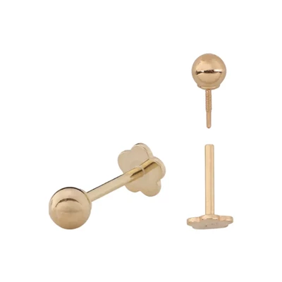 14k Gold 3mm Ball Threaded Cartilage Piercing