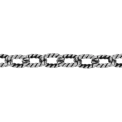 Sterling Silver Oxidized Twist Pattern Cable Chain Footage